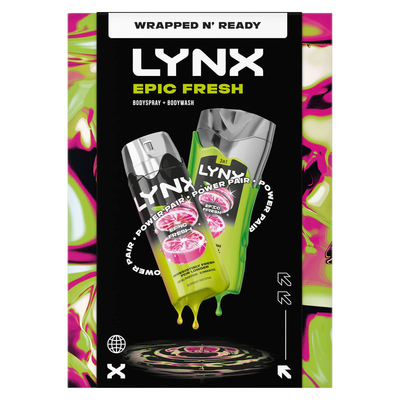 Lynx Epic Fresh Duo Gift Set with a body wash and a body spray perfect for any occasion 2 piece