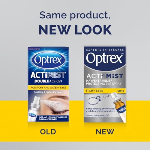 Optrex ActiMist 2-in-1 Eye Spray for Itchy Hayfever Allergy Plus Watery Eyes - 10 ml (Pack of 2)