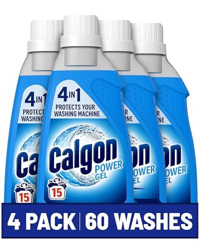 Calgon 4-in-1 Washing Machine Cleaner and Water Softener Gel 750 ml, Pack of 4, Removes Limescale, Residue, Dirt, Rust & Malodours, Deep Clean