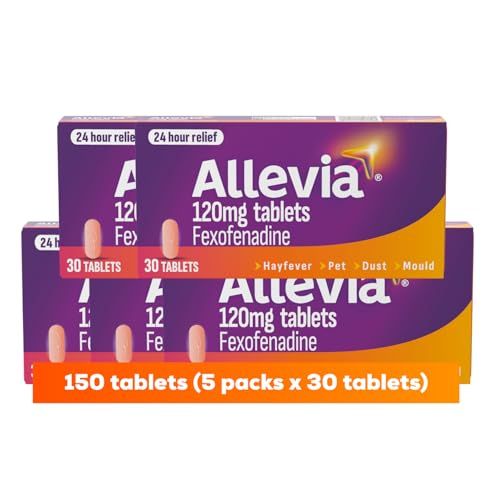 Allevia 120mg Allergy Relief Tablets | 150 cts (5 packs of 30 cts) | 120mg Fexofenadine | 24hr Relief Acts within 1 Hour | Non-drowsy in Most People | Relieves Hayfever, Pet, Dust and Mould Allergies