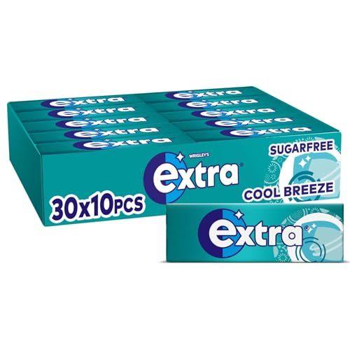 Wrigley's Extra Cool Breeze Sugar Free Chewing Gum Bulk Pack, 30 x 10 Piece Packs | Smooth Mint Fresh Breath | Ideal for Car Cupholders, Office Desk Stash, Hospitality & Daily Refreshment