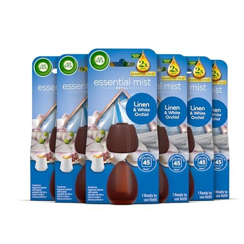 Air Wick Essential Mist Single Refills 6x20ml, Lasting for up to 45 days per refill, Air Freshener