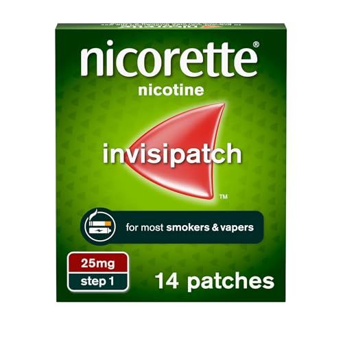 Nicorette InvisiPatch, Nicotine Patches Step 1, 25mg, 14 count, Effective and discreet Stop Smoking and Stop Vaping Aid, Nicotine Patches to Beat Cravings & Withdrawal Symptoms(Quit Smoking or Vaping)