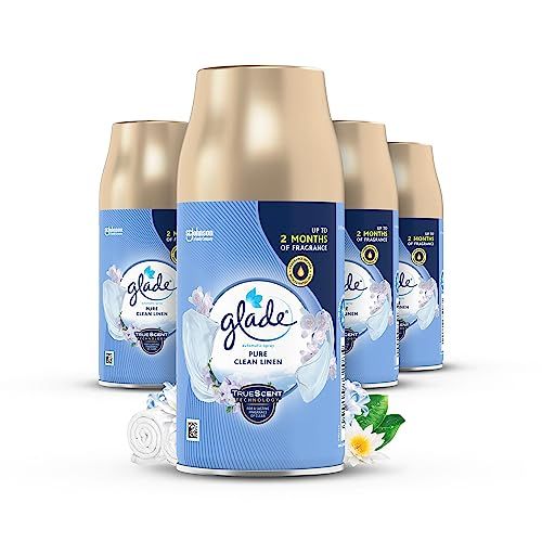 Glade Automatic Air Freshener Refills, Room Spray & Odour Eliminator, Clean Linen, Pack of 4 (4 x 269ml)