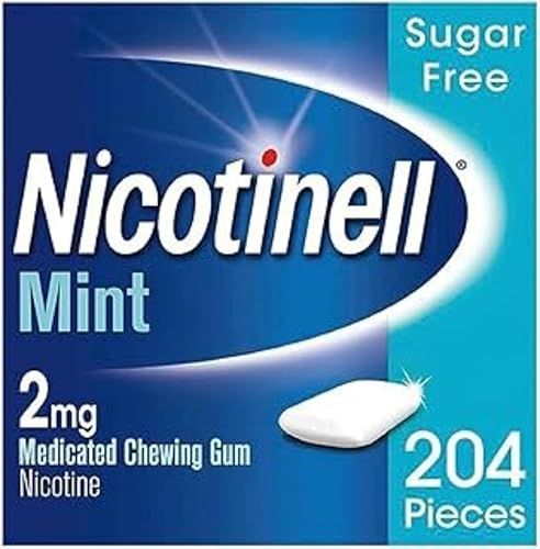 Nicotinell Mint Gum 2mg (204 Pieces), Stop Smoking Aid, Sugar Free Nicotine Gum, Mint Flavour, 2mg Regular Strength for Light Smokers, Quit Smoking Aid