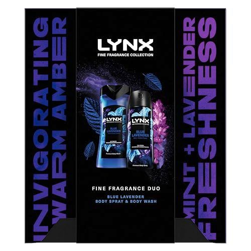 Lynx Blue Lavender Fine Fragrance Duo Gift Set with a body spray and a body wash perfect for any occasion 2 piece