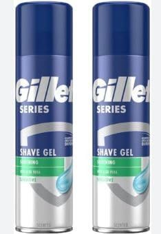 2 x 200ml Men Shaving Gel Aloe Vera Sensitive Skin Face Fresh Scent
