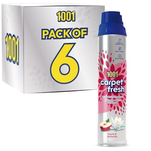 1001 Carpet Fresh Apple & Waterlily 300ml x 6 • Carpet Rug & Upholstery Freshening Foam • Fruity Floral Scent • Quick Drying • No Need to Hoover • WoolSafe Approved