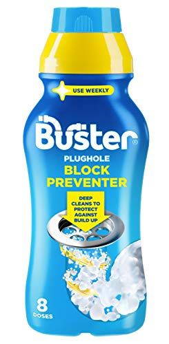 Buster Plughole Block Preventer, 500ml - Prevent Blockages in Bathrooms and Kitchens and Deep Clean to Protect Against Build-Up-For Use in All Plugholes, Pipes and Overflows