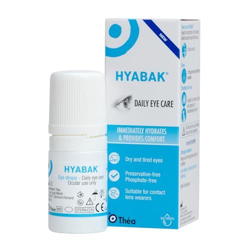 Hyabak Eye Drops - Moisturising & Refreshing Drops Gentle and Long-Lasting Relief from Long Screen Use & Contact Lens Wearers Preservative-Free 10 ml
