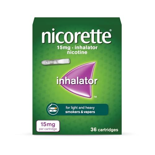 Nicorette 15mg Inhalator (36 Cartridges), Discreet & Convenient Nicotine Inhaler for Quitting Smoking with replaceable cartridges, Quit Smoking Aid or Vaping Cessation Aid