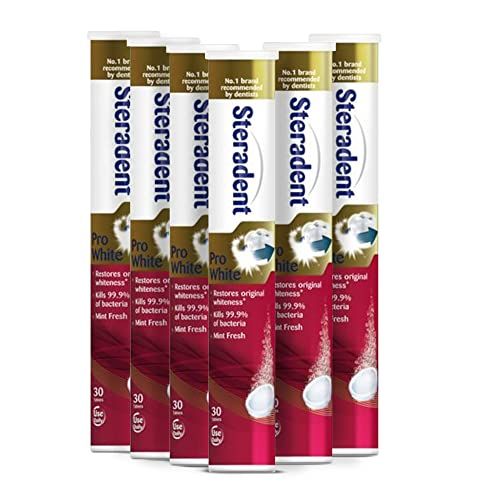 Steradent SIX PACKS of Pro White Denture Cleanser 30 Tablets by