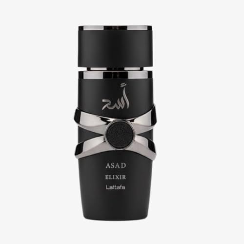Lattafa Asad Elixir Eau de Parfum 100ml – Long-Lasting Amber Woody Spicy Men’s Fragrance with Tobacco, Cedar & Vanilla Notes | Powerful Masculine Arabic Perfume