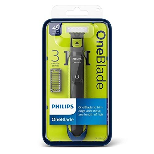 Philips QP2520/25 OneBlade with 3x stubble combs in Lime Green and Charcoal Grey