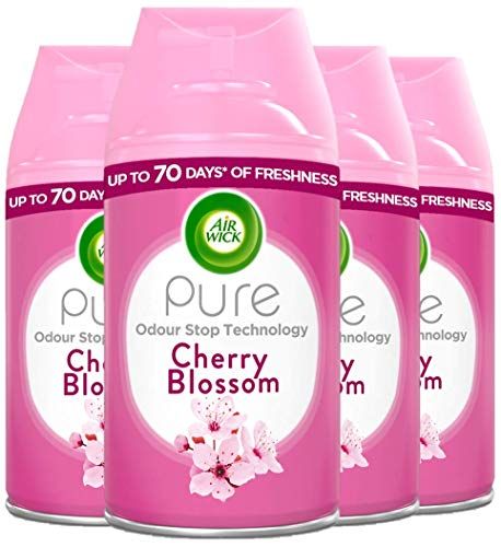 Air Wick Automatic Air Freshener Freshmatic Spray Refills, Cherry Blossom, Pack 4 x 250ml, Natural Essential Oils, Last up to 280 days, Air freshener