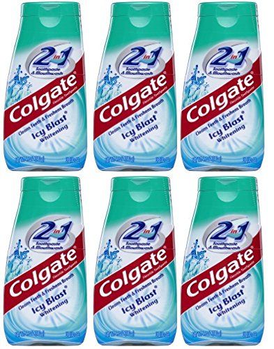 Colgate 2-in-1 Toothpaste & Mouthwash, Whitening Icy Blast, 4.6-Ounce Tubes (Pack of 6)
