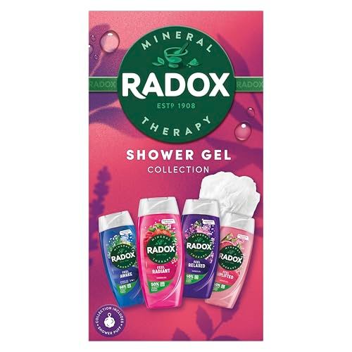 Radox Shower Gel Gift Set Bundle Feel Uplifted, Feel Relaxed, Feel Radiant & Feel Awake - Refreshing, Invigorating & Relaxing Body Wash Collection for All Skin Types