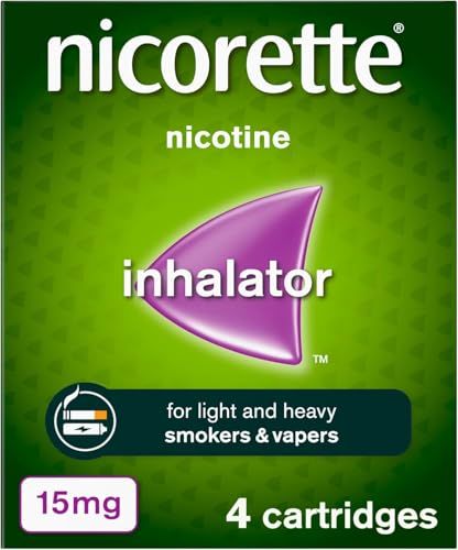 Nicorette 15mg Inhalator (4 Cartridges), Discreet & Convenient Nicotine Inhaler for Quitting Smoking with replaceable cartridges, Quit Smoking Aid or Vaping Cessation Aid