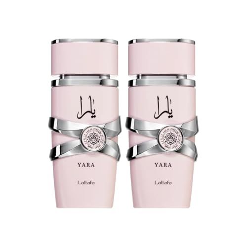 Lattafa Yara for Women Eau de Parfum Spray, 3.4 Ounce (Pack of 2)