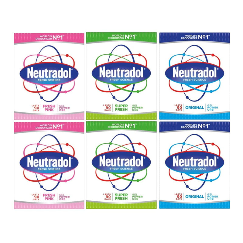 Neutradol Slow Release Gel, Air Freshener and Odour Eliminator, No Plug or Spray Needed, Multipack of 6 x 135g