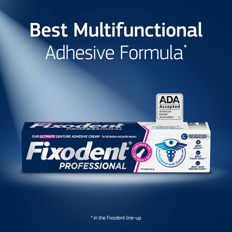 Fixodent Professional Ultimate Denture Adhesive Cream for Full and Partial Dentures, 1.8 oz, 3 Pack