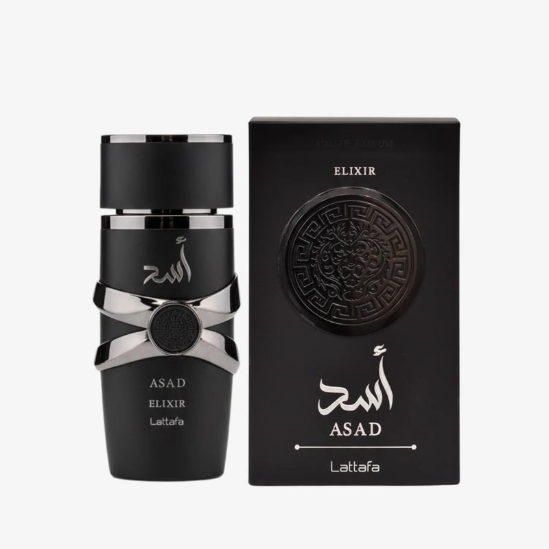 Lattafa Asad Elixir Eau de Parfum 100ml – Long-Lasting Amber Woody Spicy Men’s Fragrance with Tobacco, Cedar & Vanilla Notes | Powerful Masculine Arabic Perfume