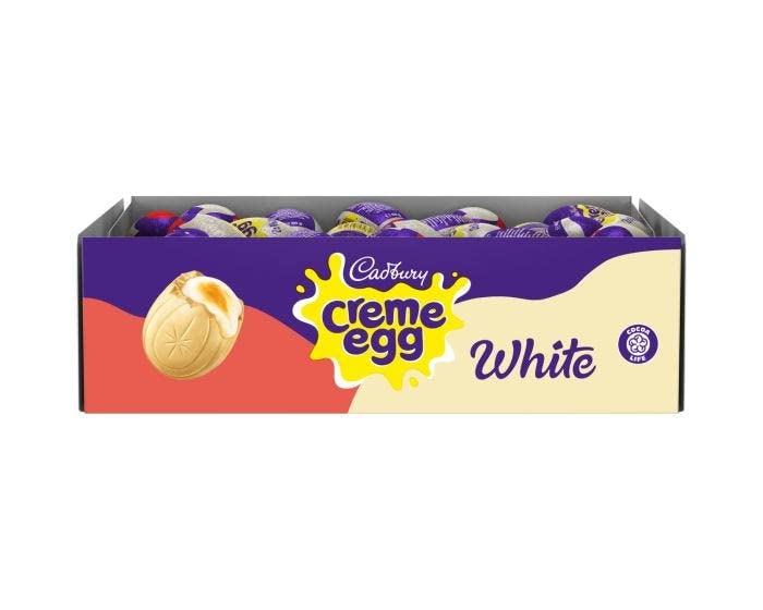 Cadbury Creme Egg - Easter Eggs White Chocolate, Cadburys Creme Eggs, With Cadbury White Creme Eggs - 48 White Creme Egg, Cadbury Eggs For Easter Egg Hunt, Kids Easter Eggs (48 x White Creme Eggs)