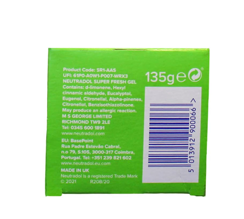 Neutradol Slow Release Gel, Air Freshener and Odour Eliminator, No Plug or Spray Needed, Super Fresh, Multipack of 6 x 135g