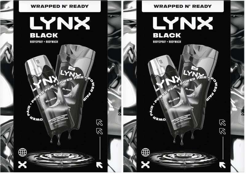 Lynx Black Duo Gift Set with a body wash and a body spray perfect for any occasion 2 piece