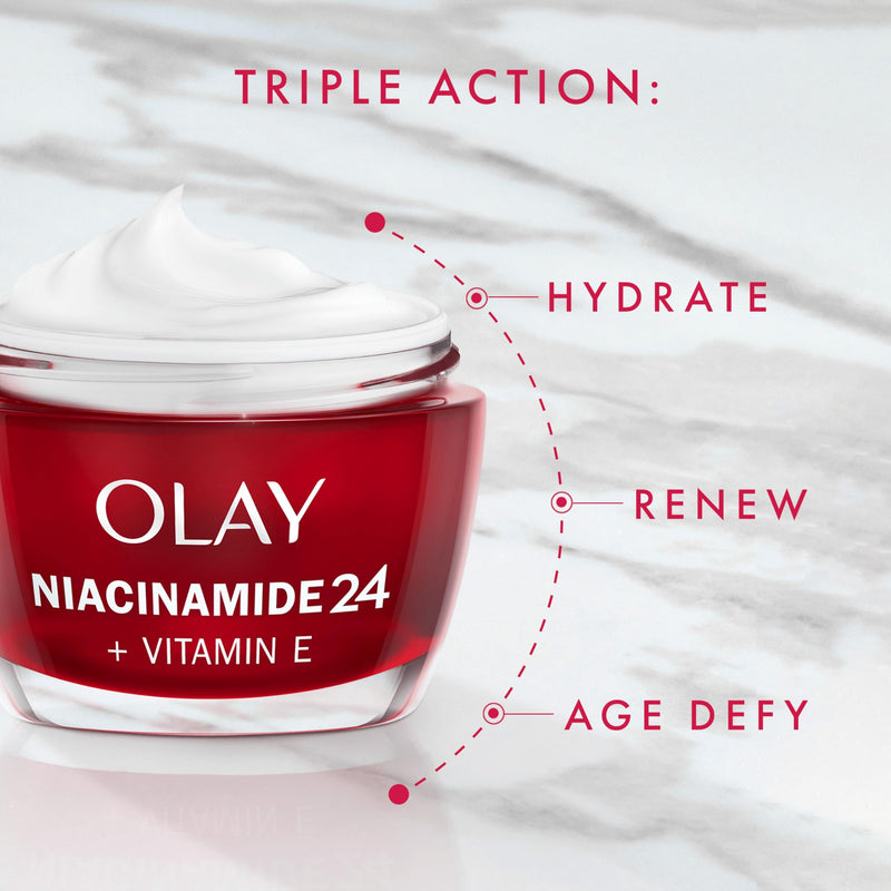 Olay Niacinamide 24 + Vitamin E Moisturiser, Day Cream with 99 Percent Pure Niacinamide and Vitamin E 50ml