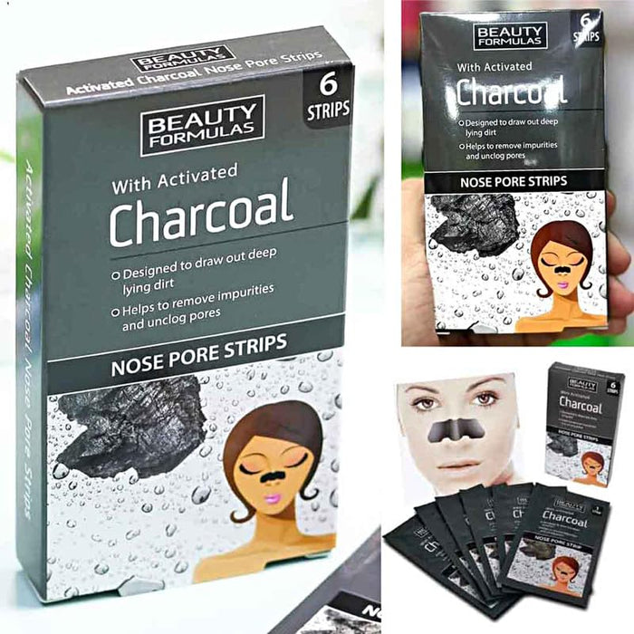 BEAUTY FORMULAS Charcoal Nose Strips - Blackhead Remover Strips for Pore Cleansing - Charcoal Nasal Strips for Black Head Remover & Pore Cleaner- Nose Pore Strips - 2 Pack + Cheeroo Magnet