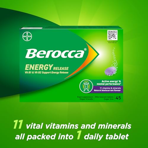 Berocca Vitamin C Effervescent Tablets, Blackcurrant Flavour, 45 Tablets