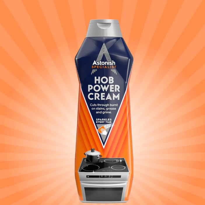 Astonish Specialist Hob Cream Cleaner, for Tough Burnt on Stains, Protective Coat, Zesty Lemon Scent