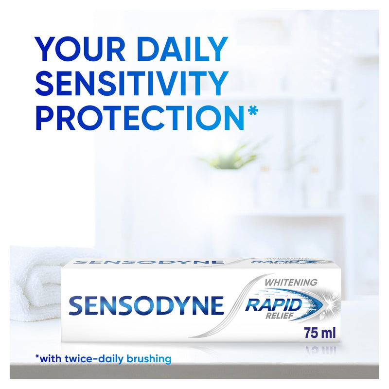 Sensodyne Toothpaste Rapid Relief, Teeth Whitening Toothpaste that Provides Relief from Sensitive Teeth, 75ml