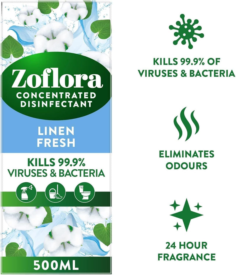 Zoflora Concentrated Multipurpose Disinfectant Bundle - Lemon Zing, Midnight Blooms & Linen Fresh - one of each