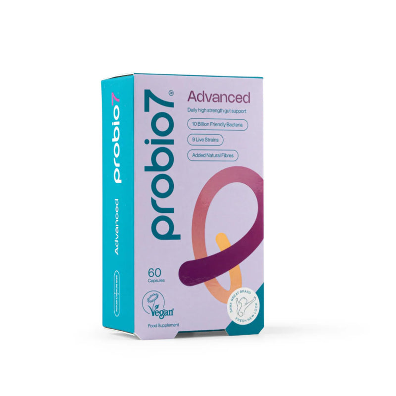 Probio7 Probiotics Advanced | 9 Live Strains | 10 Billion CFU, Saccharomyces Boulardii + 2 Types of Fibre | Gut Health Supplements, Probiotics for Gut Health