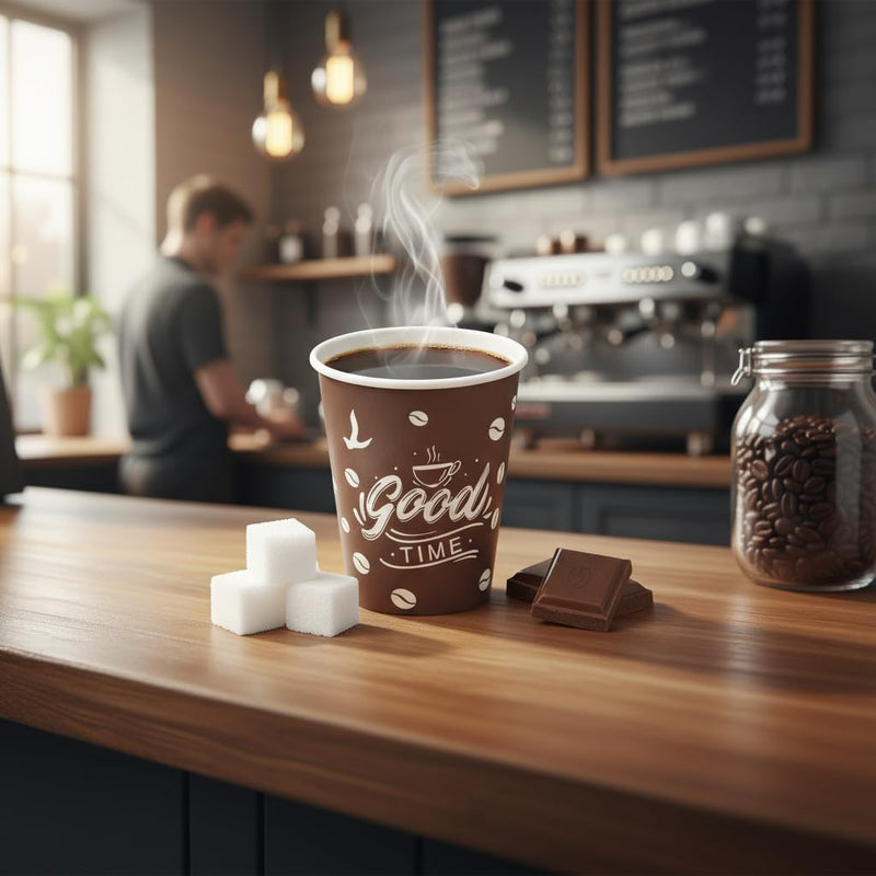 Big Brands Direct 100 Pcs Premium Paper Cups for Hot and Cold Drinks, 8oz 236ml