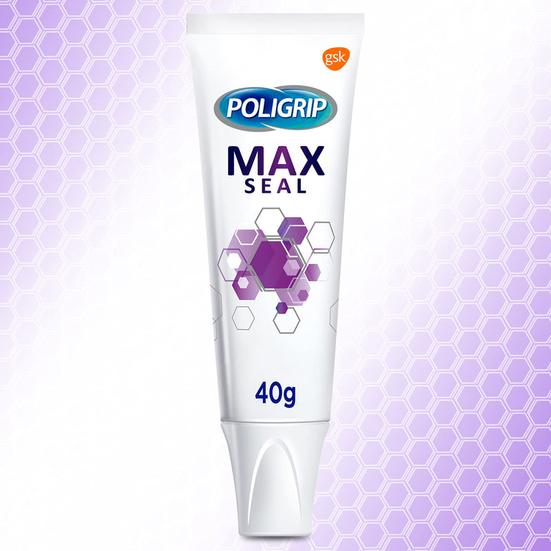 Poligrip Denture Adhesive, Max Seal Fixative Cream to Secure Dentures, False Teeth & Partials, 40g, Pack of 6
