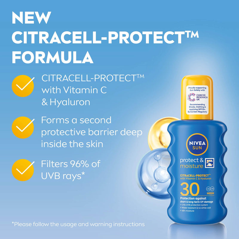 NIVEA SUN Protect & Moisture Sun Spray SPF 15 Moisturising Suncream Spray with SPF 15 Highly Effective Sunscreen Providing Immediate Effective UVA + UVB Protection