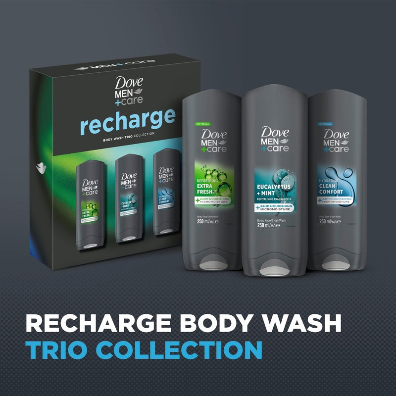 Dove Men+Care Recharge Body Wash Gift Set Trio Collection perfect gifts for him 3 piece