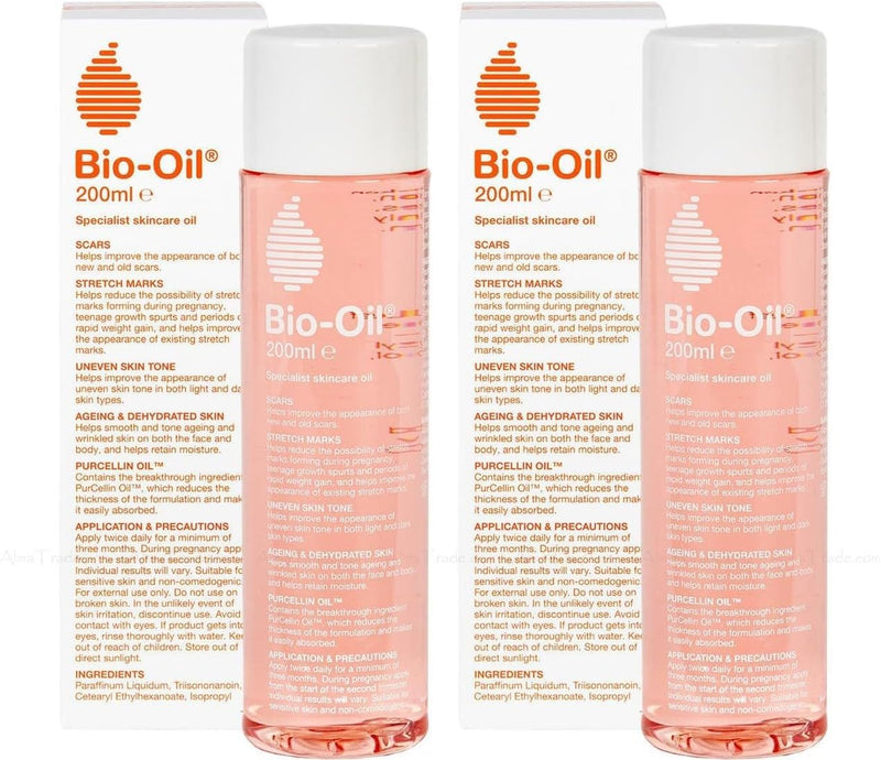 Bio Oil Skincare Facial Oil for Scars, Stretch Marks and Uneven Skin Tone, 200ml, 2 Pack