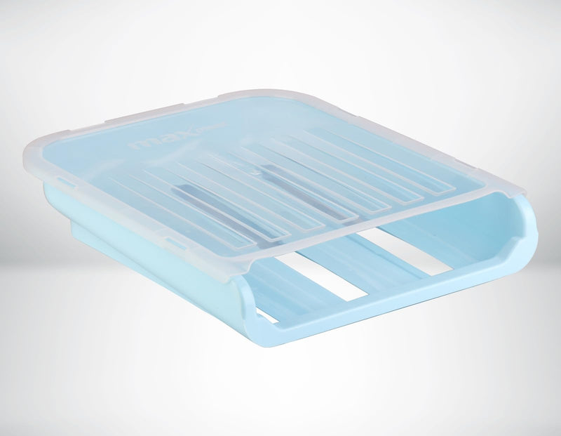 Durable Plastic Egg Tray Organizer - Holds 18 Eggs, Stackable Design for Fridge Storage