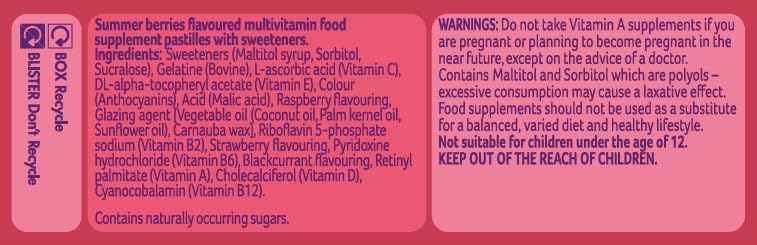 Bassetts Vitamins 12-18 Years Summer Berries Flavour Multivitamins 30 Gummies