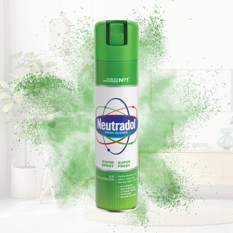 Neutradol Room Spray, Fast Acting Aerosol, Air Freshener for Home & Office, Odour Eliminator, Fresh Pink, Multipack of 3 x 300ml