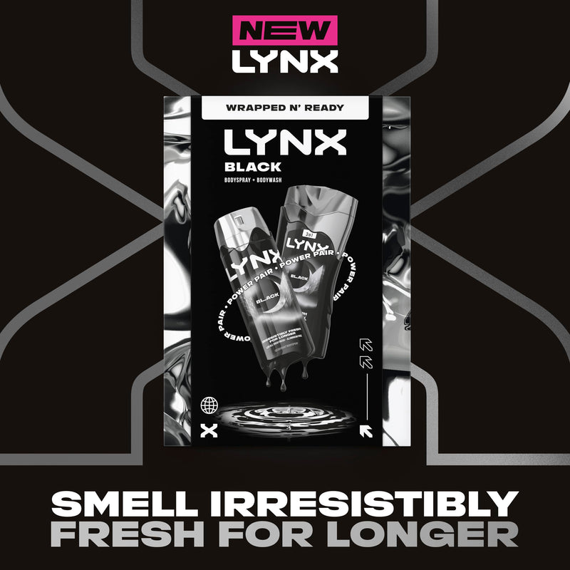Lynx Black Duo Gift Set with a body wash and a body spray perfect for any occasion 2 piece