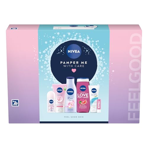 NIVEA Gift Set (4 Products), Women's Gift Set with Skincare Essentials, Includes Body Lotion, Face Mask, Face Wash, and Day Cream