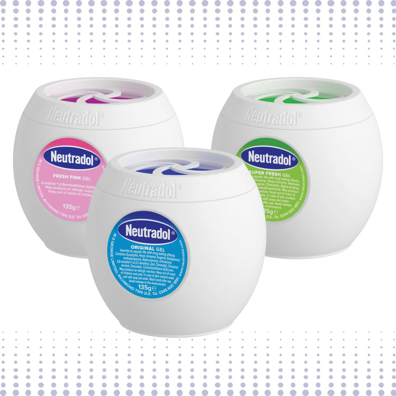 Neutradol Slow Release Gel, Air Freshener and Odour Eliminator, No Plug or Spray Needed, Multipack 12 x 135g