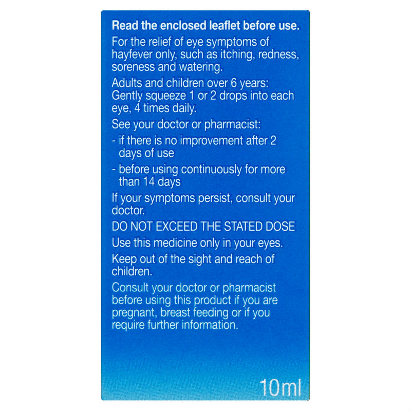 Optrex Hayfever Allergy Relief Eye Drops, Soothing for Itchy Dry Tired Eyes, 10 ml (Pack of 2)