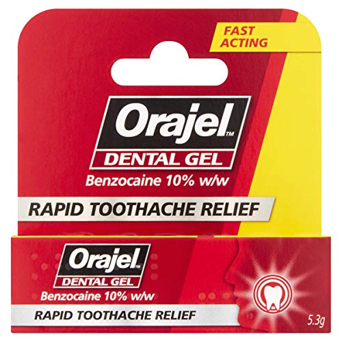 Orajel Dental Gel for Rapid Toothache Pain Relief for Adults, Contains Benzocaine 10% w/w, Targeted Oral Gel for Fast-Acting Dental Pain Relief Formula, 5.3g