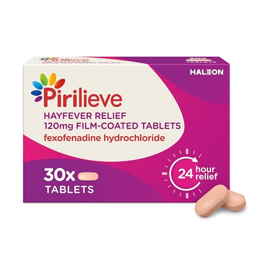 Pirilieve Hayfever Relief, Fexofenadine Antihistamine Tablets for Relief of Heyfever Symptoms Such as Sneezing and Itchy or Blocked Nose, 30s